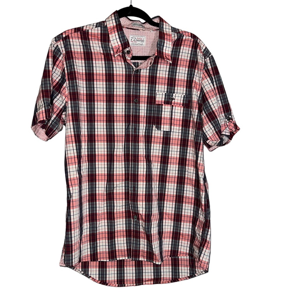 7 Diamonds Men's Vintage Plaid Button Down Shirt